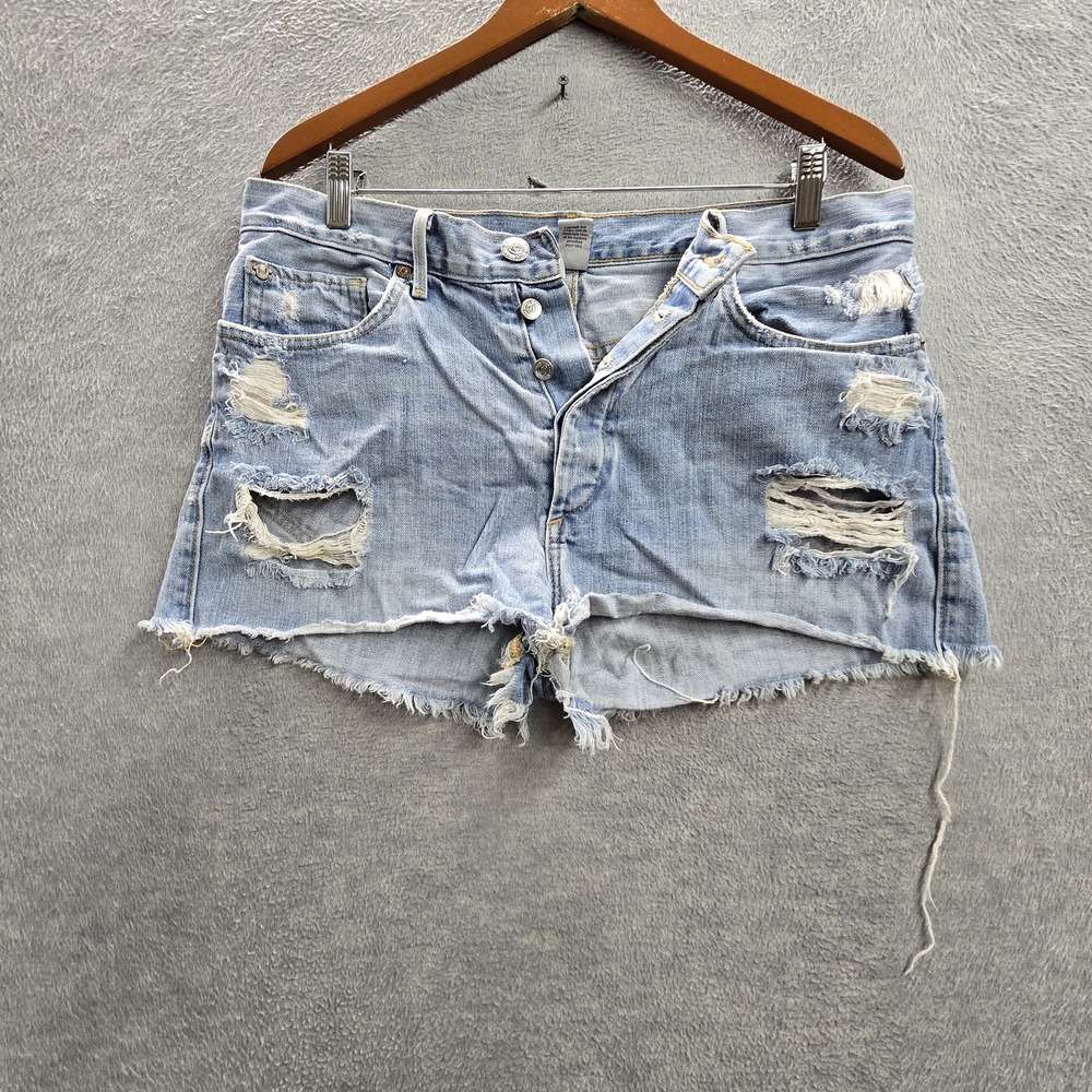 True Religion Women Shorts 30 Light Blue Denim Scout Boyfriend Cutoff Grunge